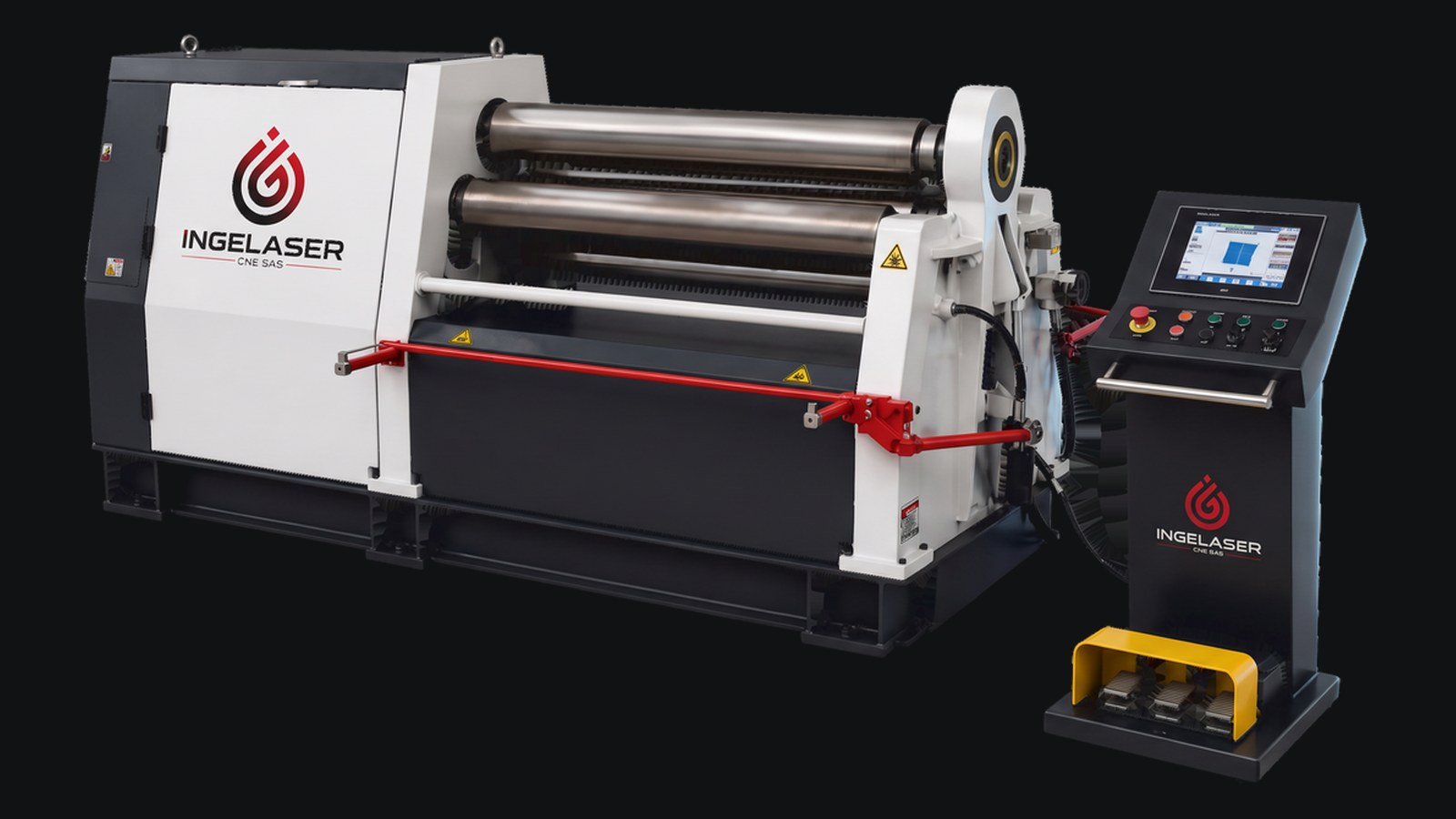 Roladora de lámina CNC de cuatro rodillos con consola de control